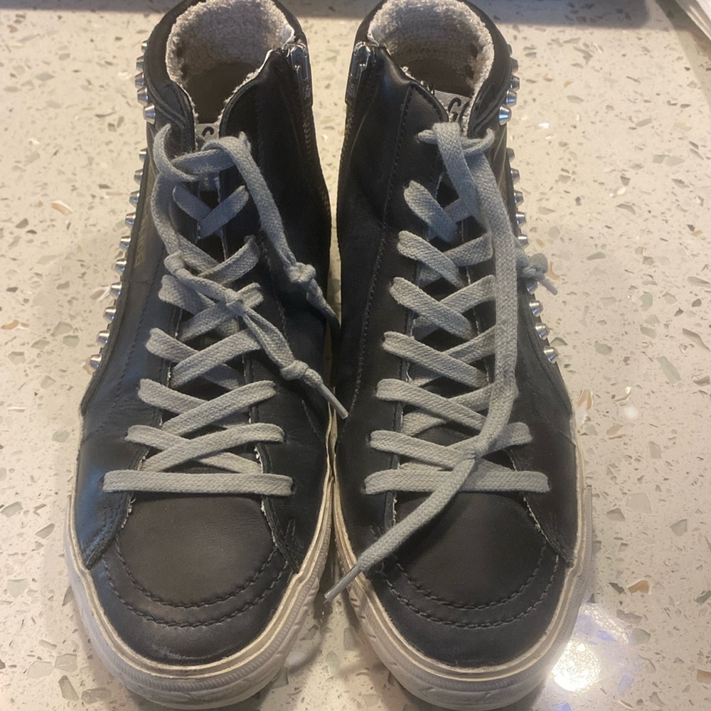 Women's Golden Goose Slide Black Sneakers with Studs